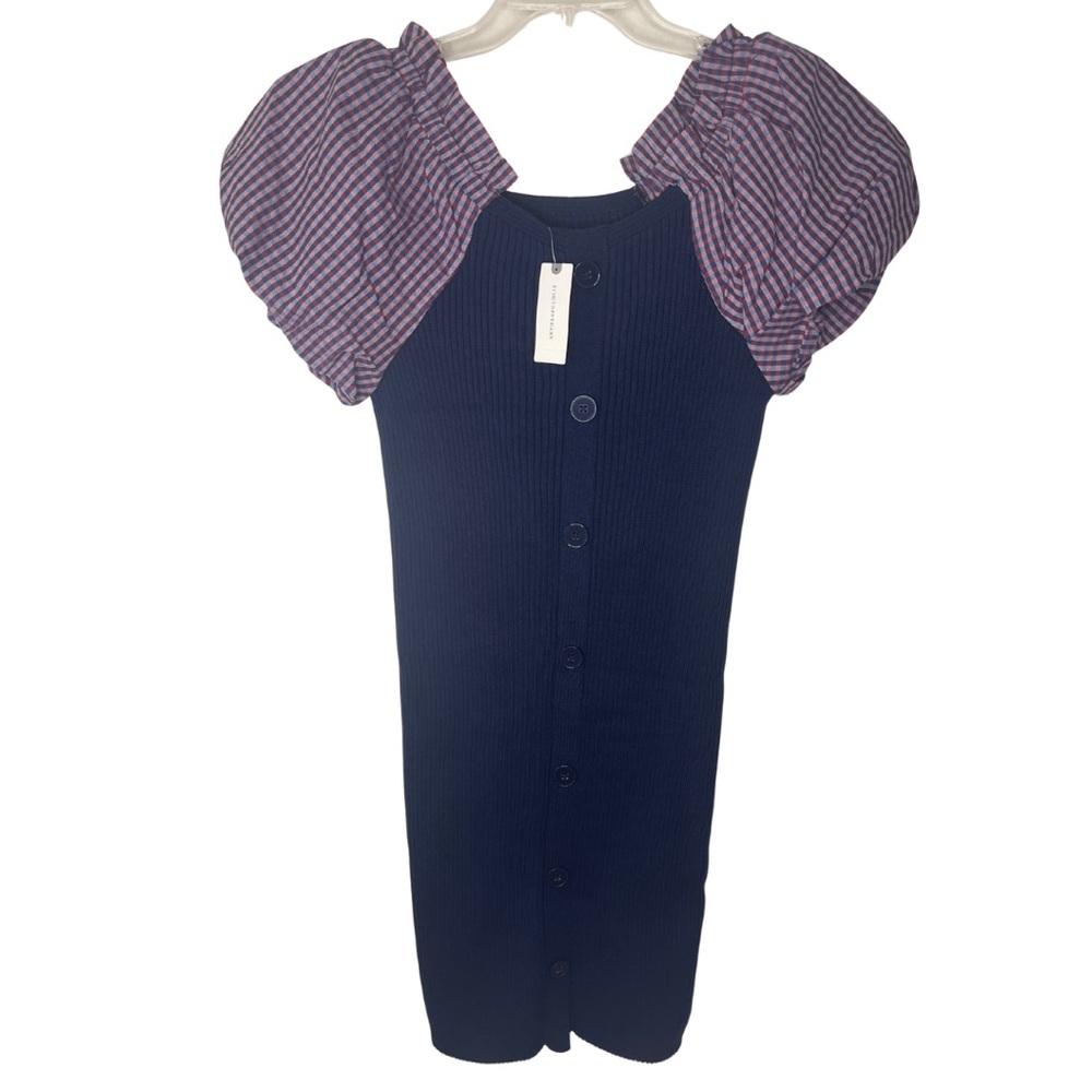 NWT Maeve Puff-Sleeved Navy Mini Dress